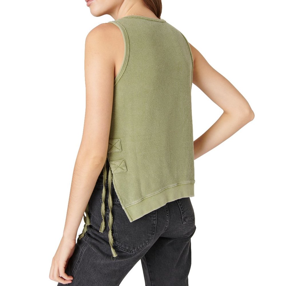 Lucky Brand Sleeveless Side Tie Hi-Low Tank - Green - Picture 2 of 7